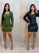 Vestido curto manga longa