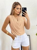 Blusa Regata Gola Boba Manga Elegante Soltinha Moda