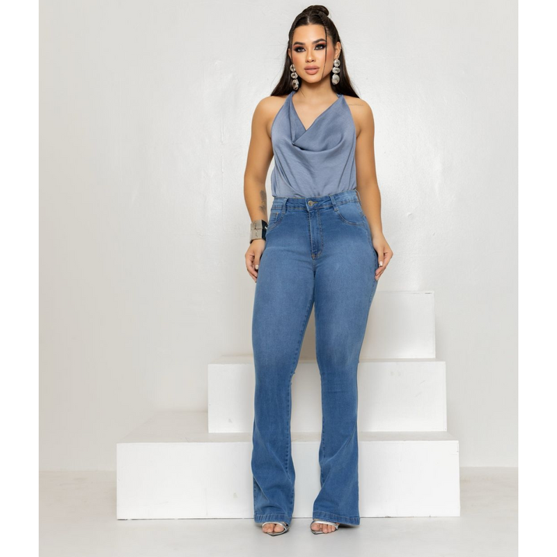 Calça Lipo Slim Flare – Feminina Jeans Lavagem Claro