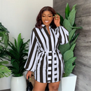 Vestido Listrado Moda Verão Com Laço