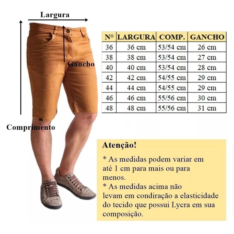 Kit 3 Men's Elastane Jeans Shorts Assorted Models Promotion With Lycra
