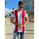 Camisa Longline masculina listrada Oversized em algodão fio 30.1 Penteado, camiseta Longline.