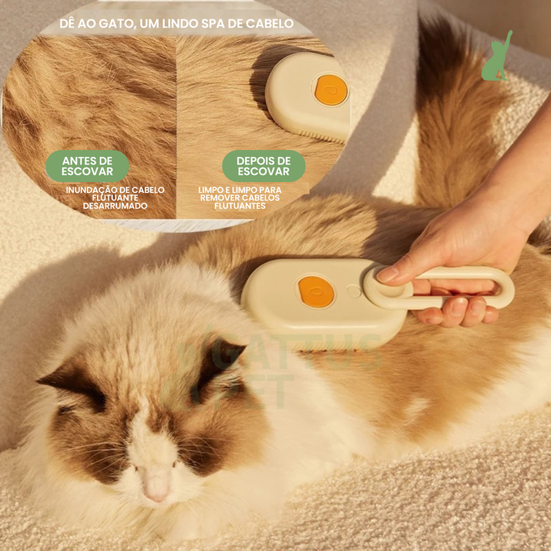 Escova de Vapor Massageadora Macia para Cães e Gatos 3 em 1