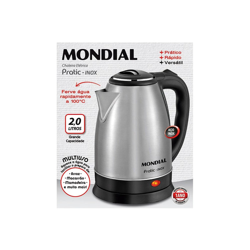 Mondial Electric Kettle 2 Liter 1200w Pratic Inox Ce-06