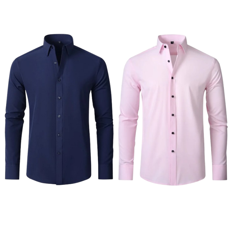 Kit 02 Camisa Social Versátil Anti-Odor Anti-Amassado - Slim Fit