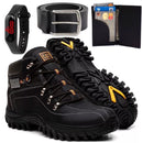 Caterpillar Men's Comfort Leather Non-Slip Combat Boot Kit + Watch Belt and Wallet