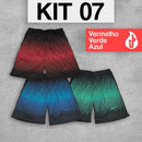 Kit com 3 Bermudas Shorts Colorido Dry Fit Futebol