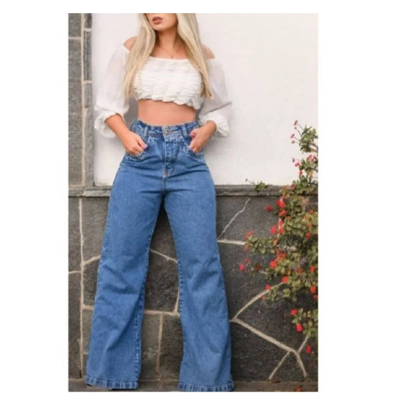 Jeans High Waist Wide Leg Pantalona Moda Gringa Juliette