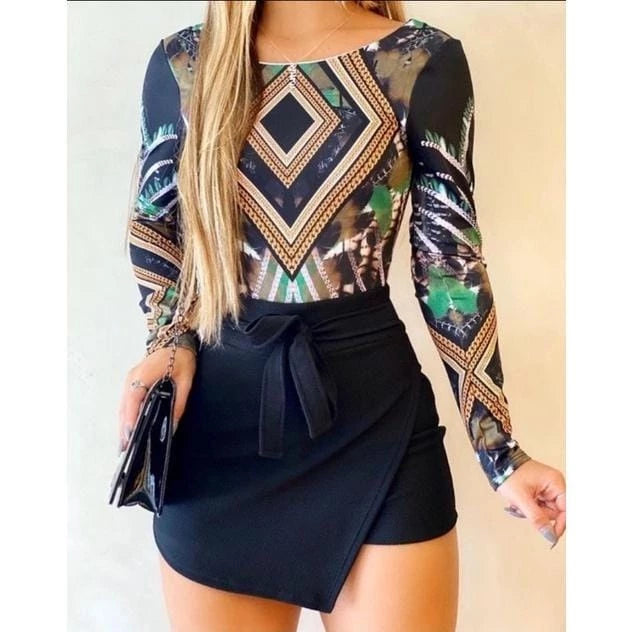 Short Saia Feminina Laço frontal Malha Crepe