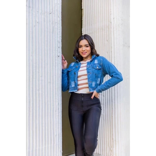 cropped short denim jacket