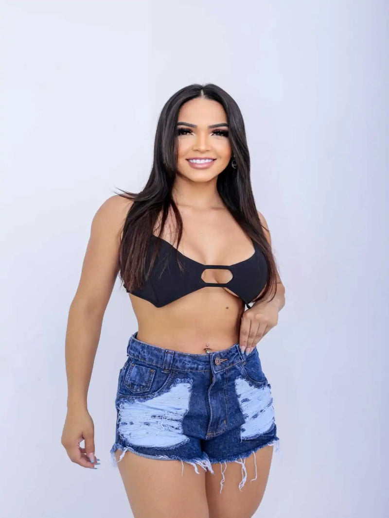 Nova Moda Dark Detonated Jeans Shorts