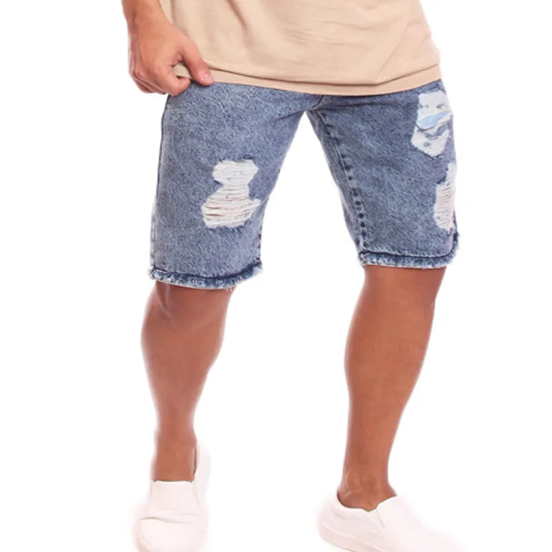Men's ripped denim shorts without elastane Ref 001