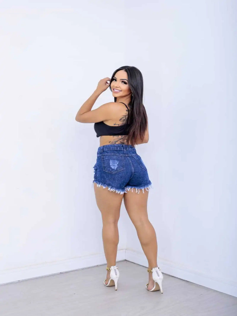 Nova Moda Dark Detonated Jeans Shorts