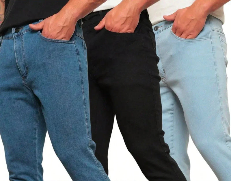 Kit 03 Calça Jeans Masculina Skinny Moda Casual