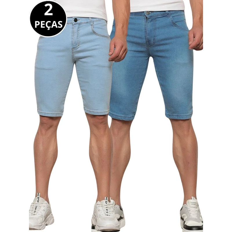 Kit 02 Bermudas Jeans Masculina Casual Moda Verão