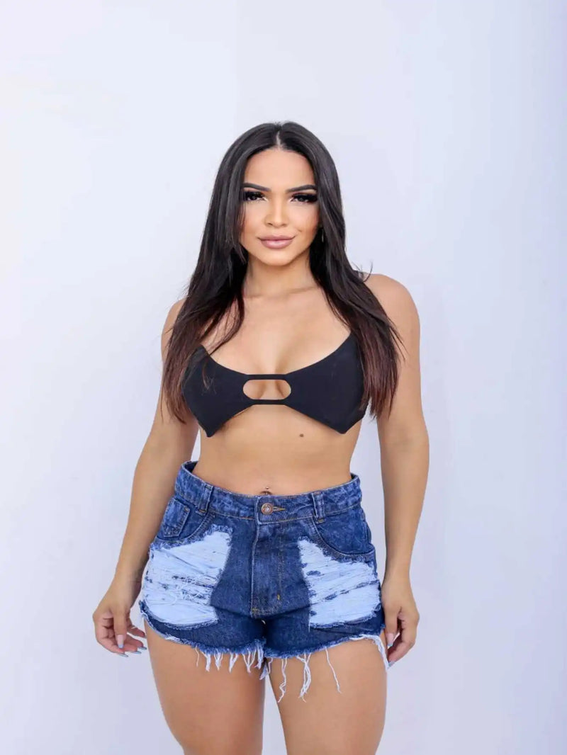 Nova Moda Dark Detonated Jeans Shorts