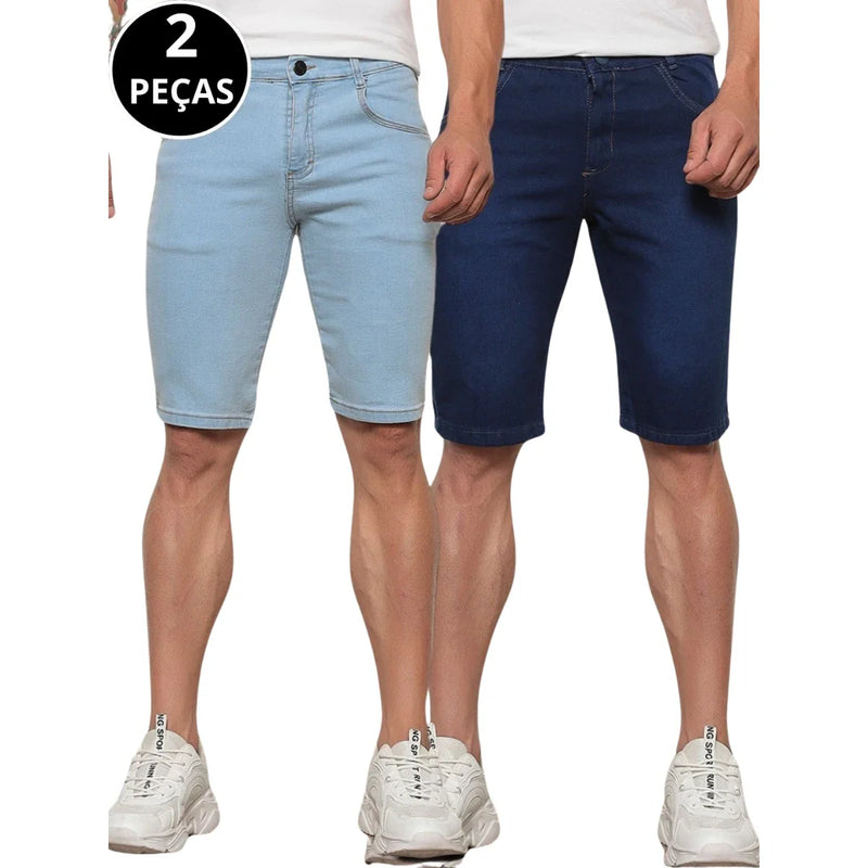 Kit 02 Bermudas Jeans Masculina Casual Moda Verão
