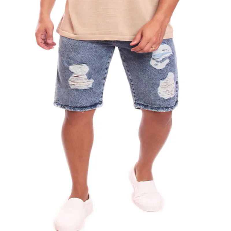 Men's ripped denim shorts without elastane Ref 001