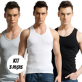 Kit 3 Regatas Masculinas Slim