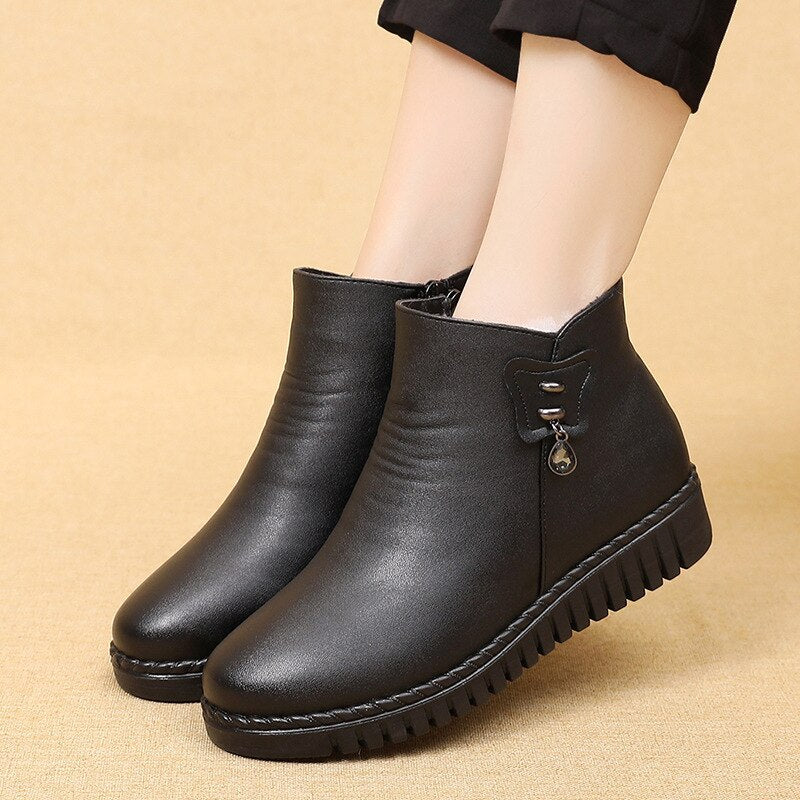 Bota Casual de Inverno de Couro - Melinna