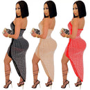 One Shoulder Sexy Skirt Party Sequin Bead Flash Full Dress