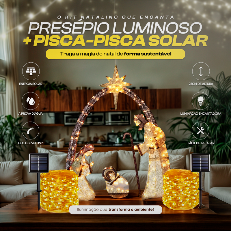 Kit Presépio Natalino + Pisca Pisca Solar
