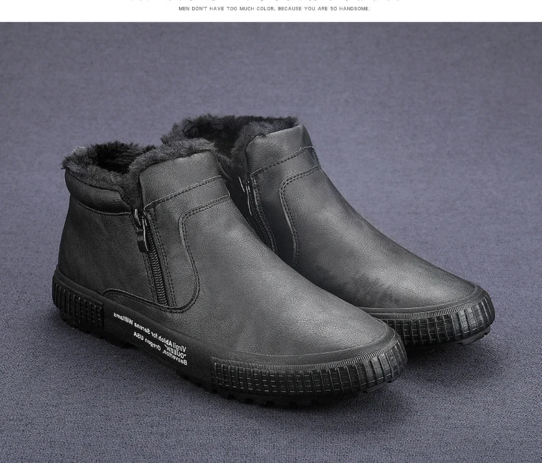 Botinha de Couro Inverno Forrada Casual Warm