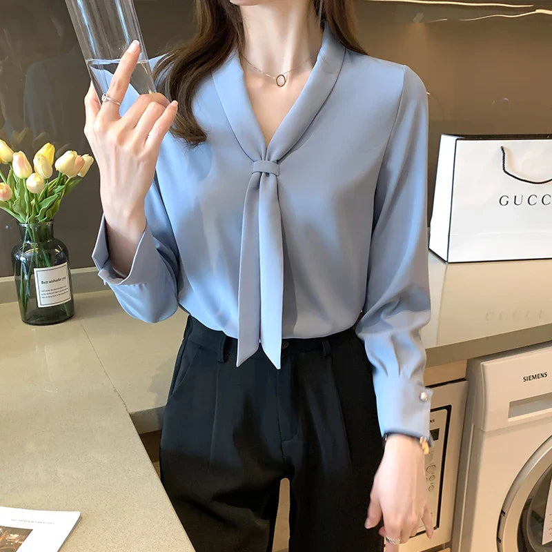 Blusa Feminina Chiffon com Laço
