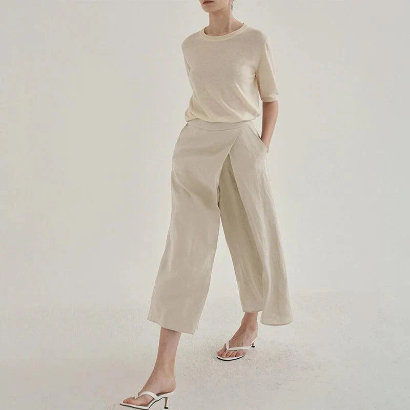 Calça de Linho Transpassada