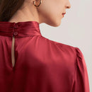 Blusa Seda Retrô Gola Alta