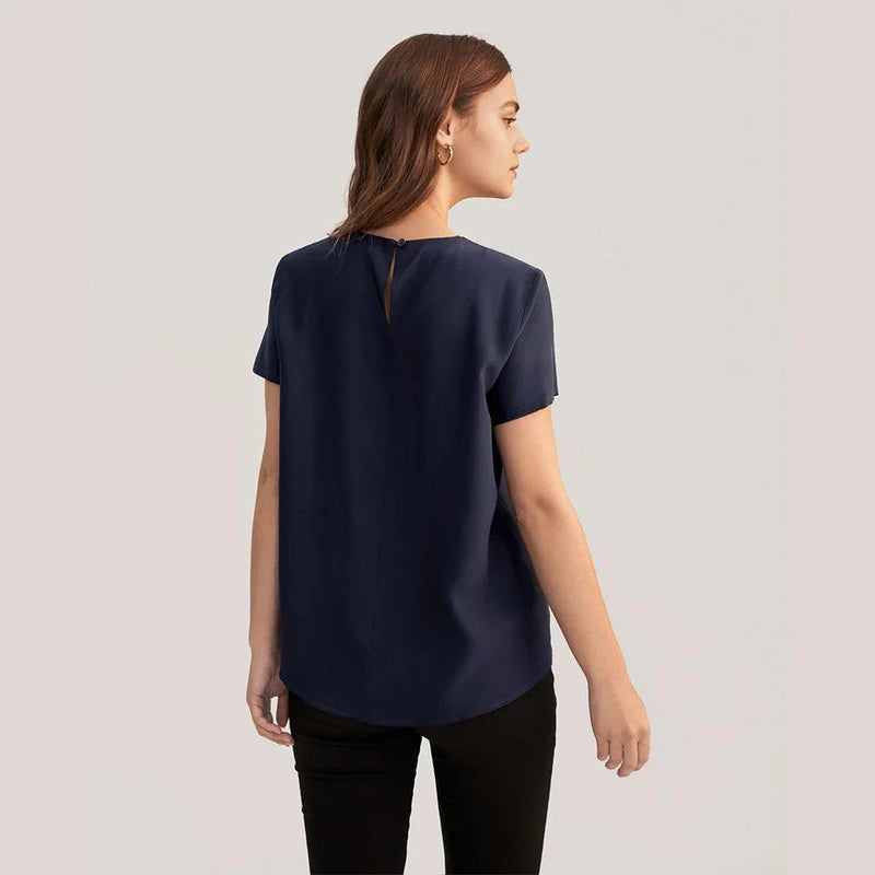 Blusa de Seda de Manga Curta