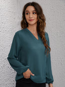 Blusa Manga Longa Gola em V