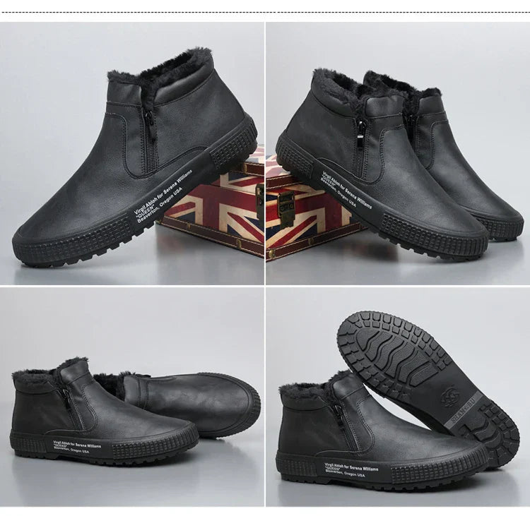 Botinha de Couro Inverno Forrada Casual Warm