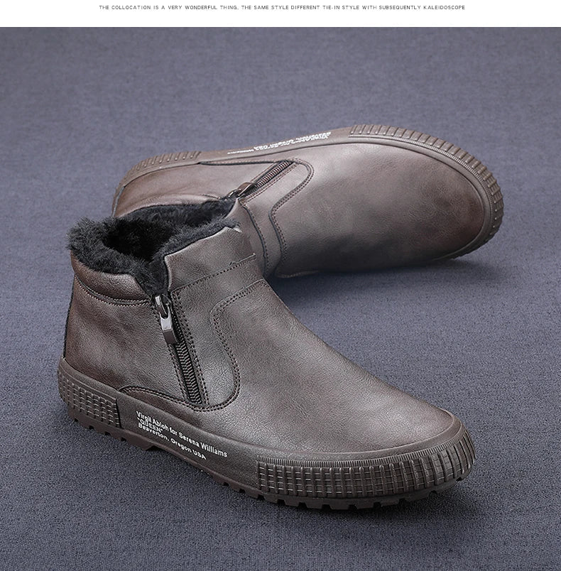 Botinha de Couro Inverno Forrada Casual Warm