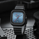 CURREN Simple Business Square Quartz Watches Casual Stainless Steel Bracelet Wristwatch with Auto Date for Men