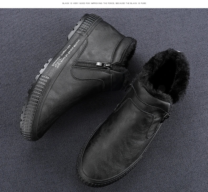 Botinha de Couro Inverno Forrada Casual Warm