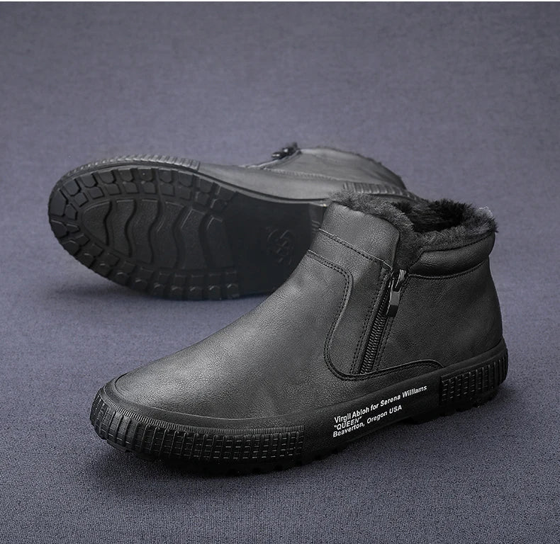 Botinha de Couro Inverno Forrada Casual Warm