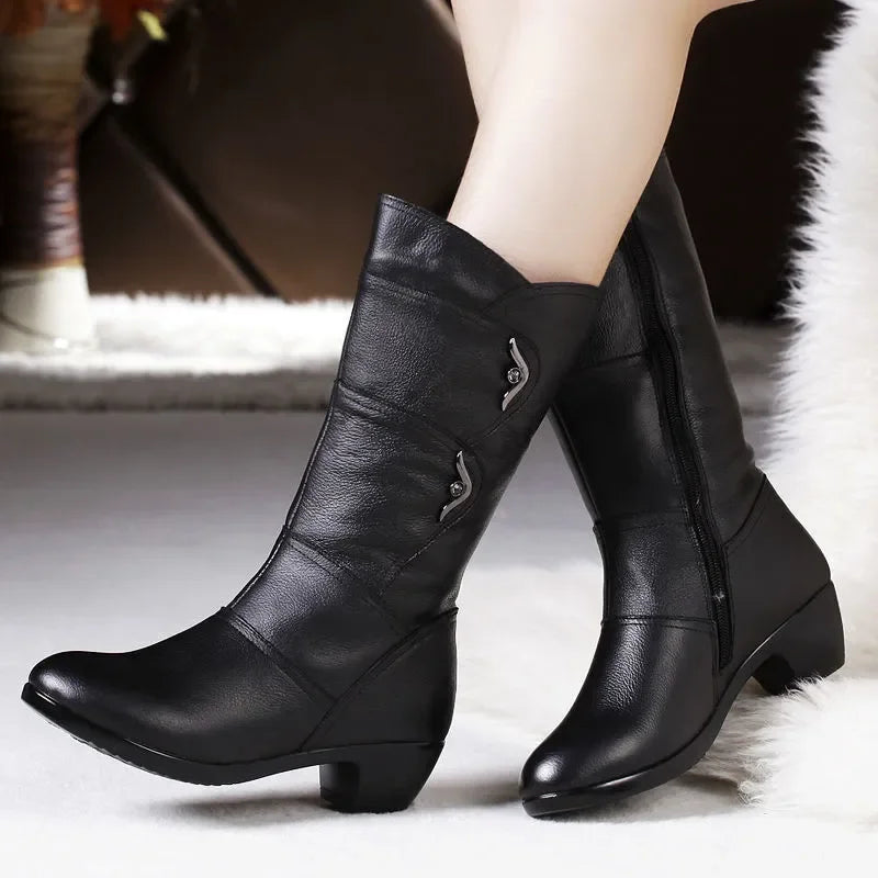Bota Casual de Couro Outono/Inverno Wear