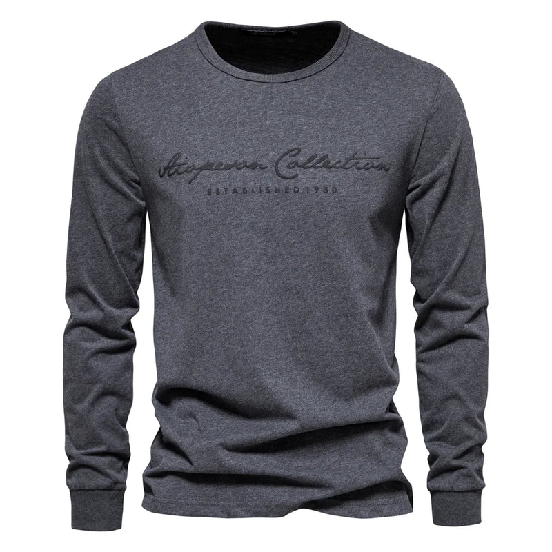 Aiopeson 100% Cotton Long Sleeve Men's T-Shirt