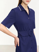 Vestido Tubinho Com Cinto e Botões