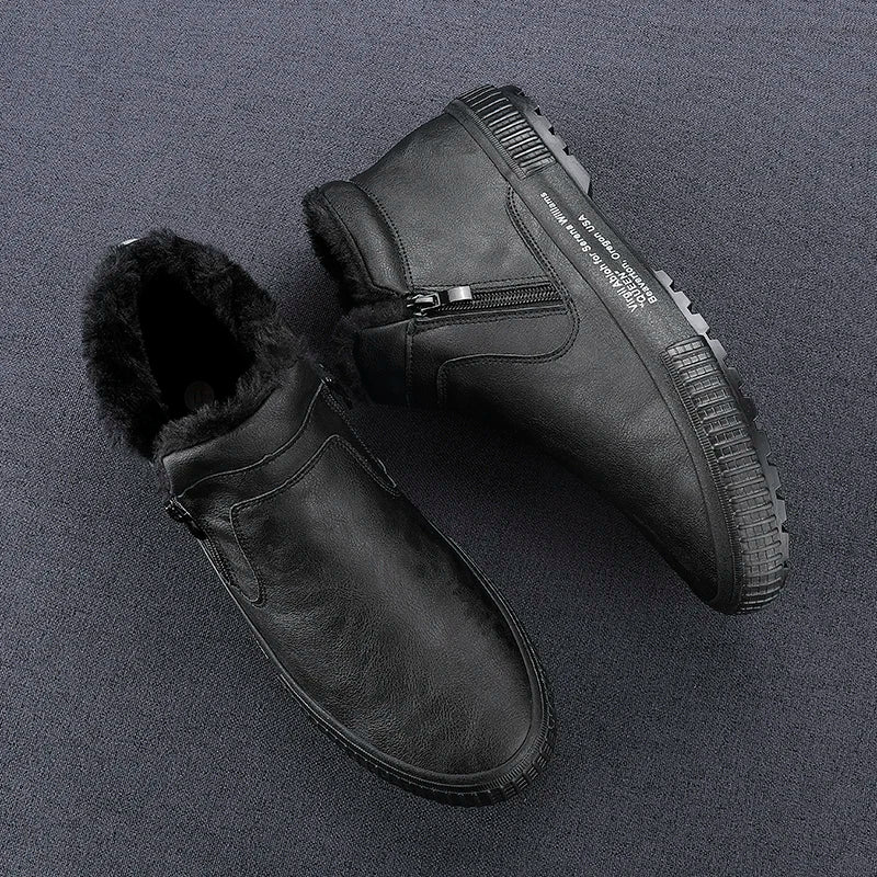 Botinha de Couro Inverno Forrada Casual Warm