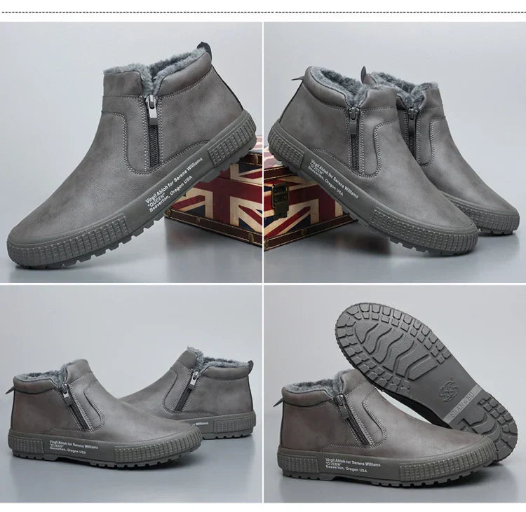 Botinha de Couro Inverno Forrada Casual Warm