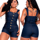 Women's Dark Blue Jeans Romper with Spandex