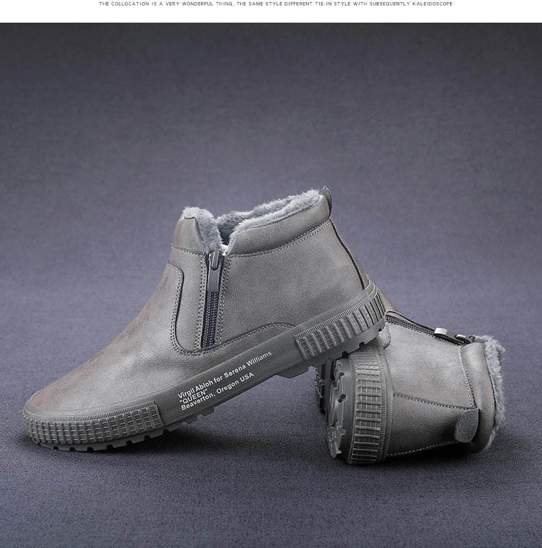 Botinha de Couro Inverno Forrada Casual Warm