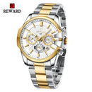 New Design REWARD VIP Business Men's Wrist Watches Chronograph Luminous Sport Watches for Men Water Resistant Stainless Steel