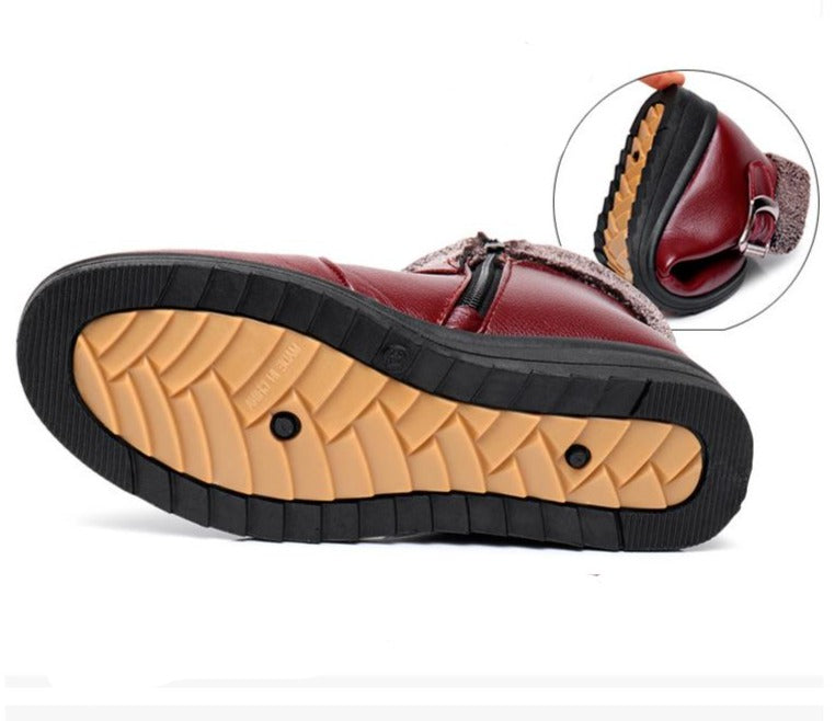 Bota de Inverno de Couro Sintético Aveludada - 2024