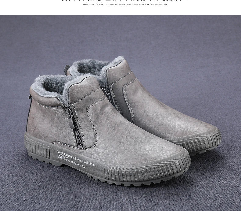 Botinha de Couro Inverno Forrada Casual Warm