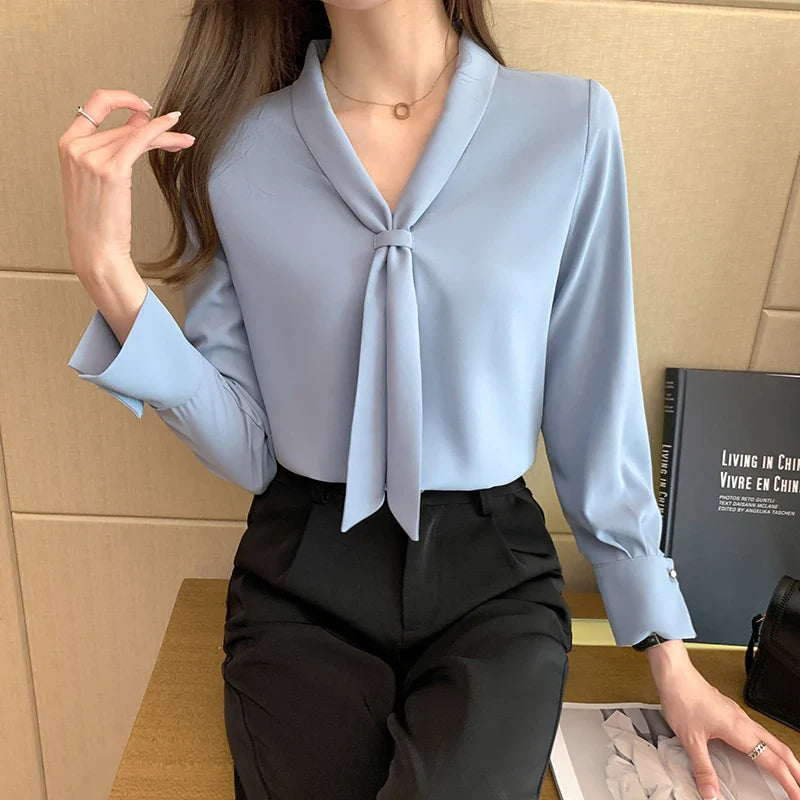 Blusa Feminina Chiffon com Laço