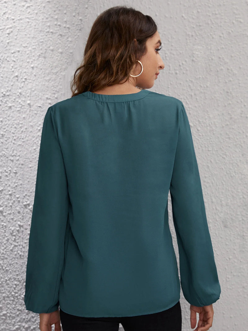 Blusa Manga Longa Gola em V