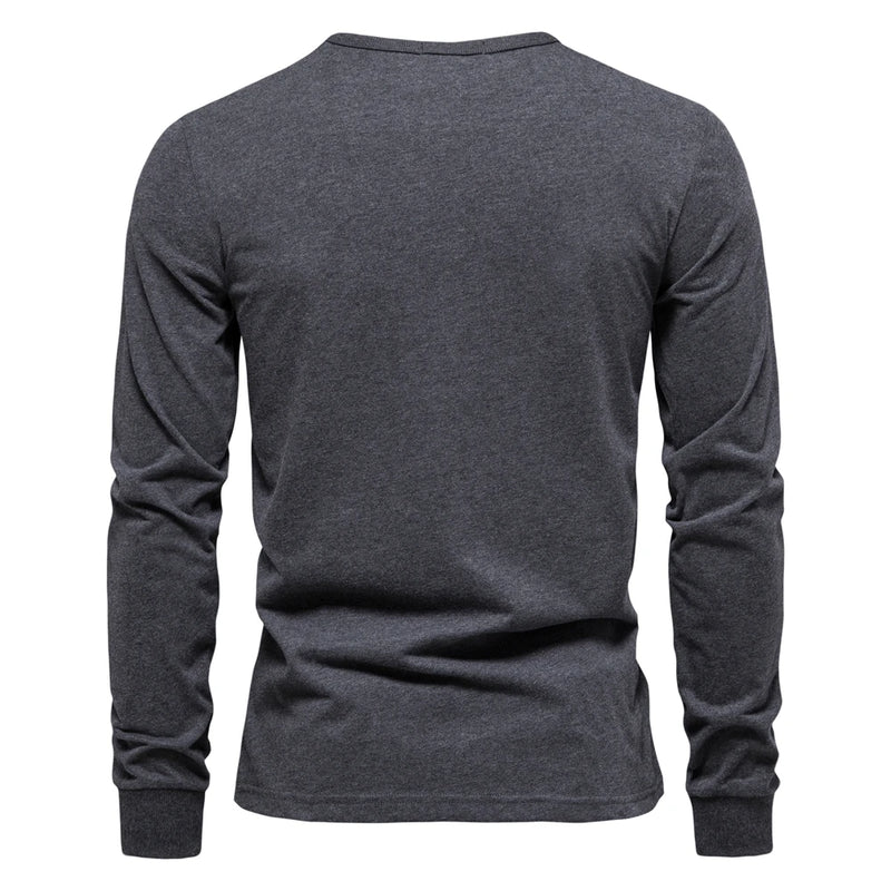 Aiopeson 100% Cotton Long Sleeve Men's T-Shirt